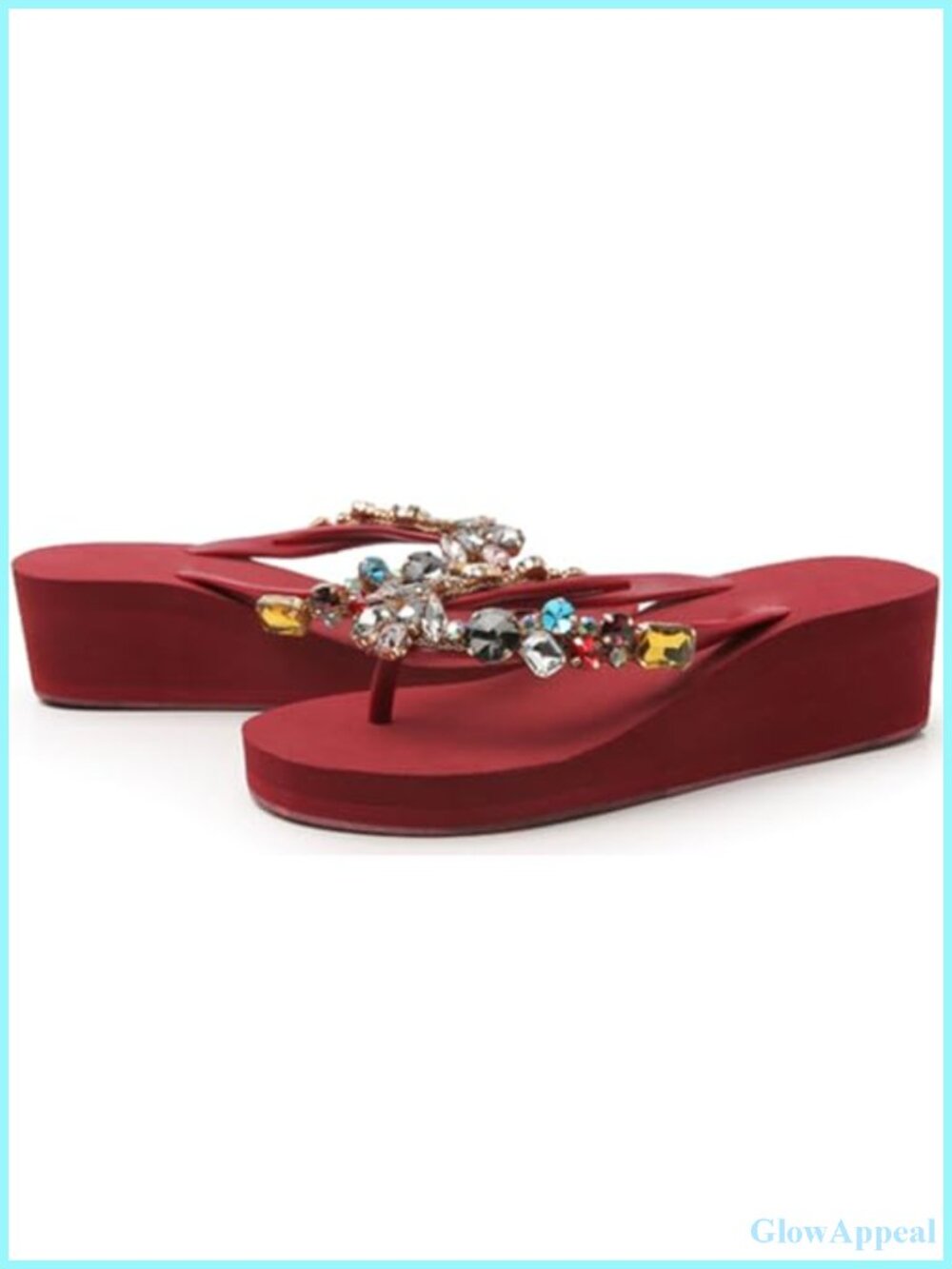 EVA Wedge Flip Flops Rhinestone Thong Sandals Open Toe Platform